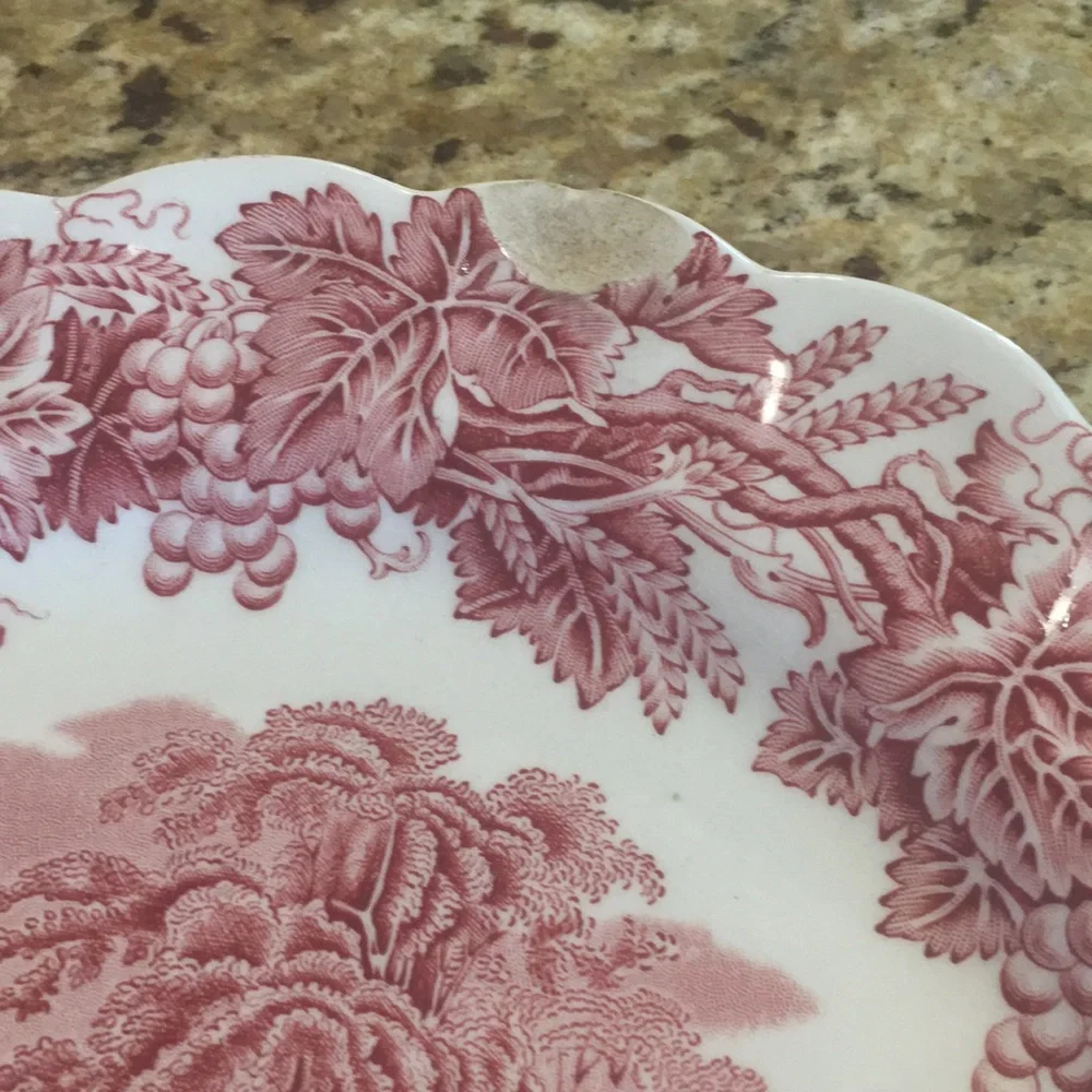 Booth’s British Scenery Vintage Plate A8024 Pink Vines Sheep & English Cottage - Picture 9 of 10
